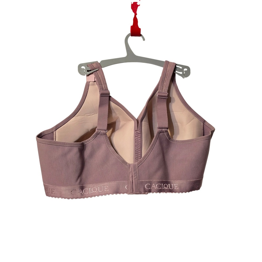Cacique Cotton Collection Lightly Lined No-Wire‎ Bra 48DD Mauve Floral Lace NWT - Picture 4 of 4